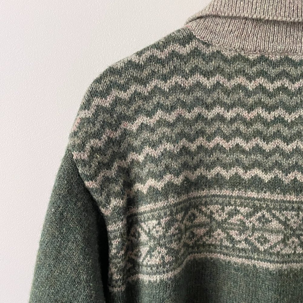 Vintage Huntington Ridge Zip Up Sweater Collared Wool Casual Green Gray Small - Picture 4 of 7